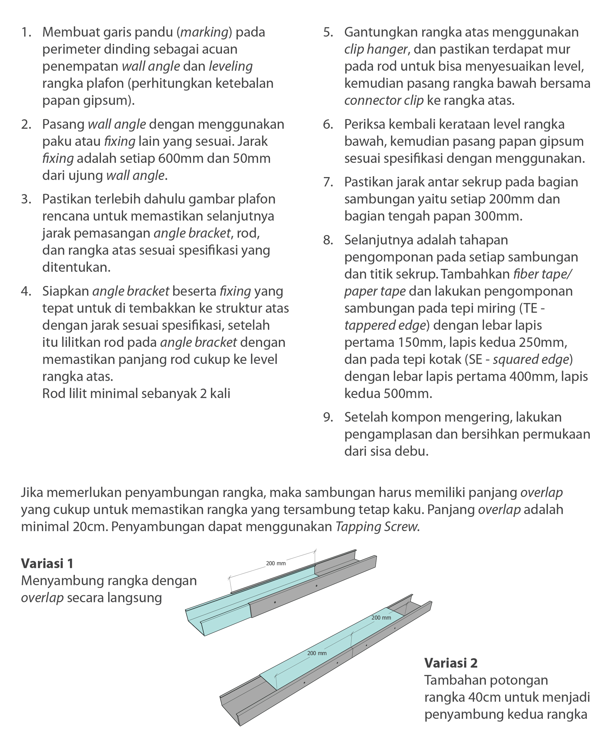 sistem plafon standar